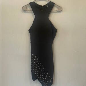 Black Halter Dress with Silver Eyelets cut out sides -sexy
